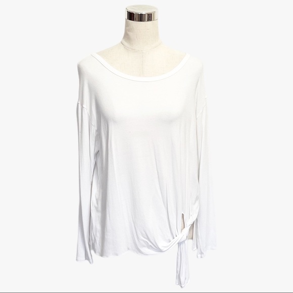 Theory Serah K White Knotted Long Sleeve Top Womens Size Medium - Picture 2 of 9